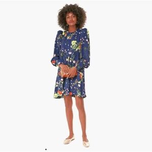 Tuckernuck Pomander Place Dress Wildflower Spencer Puff Sleeve Navy Blue